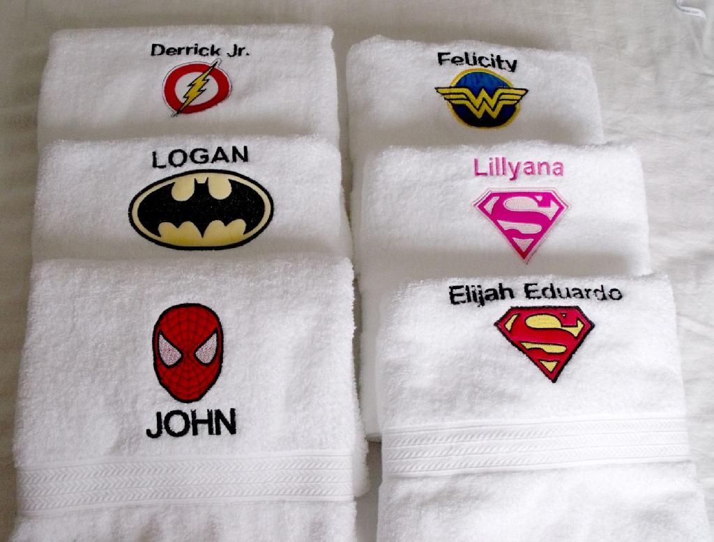 Super Heroes embroidered with child's name